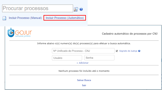 , Novidades GOJUR – Inclusão automática de processos por CNJ